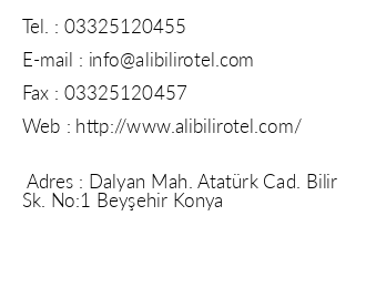 Ali Bilir Hotel iletiim bilgileri